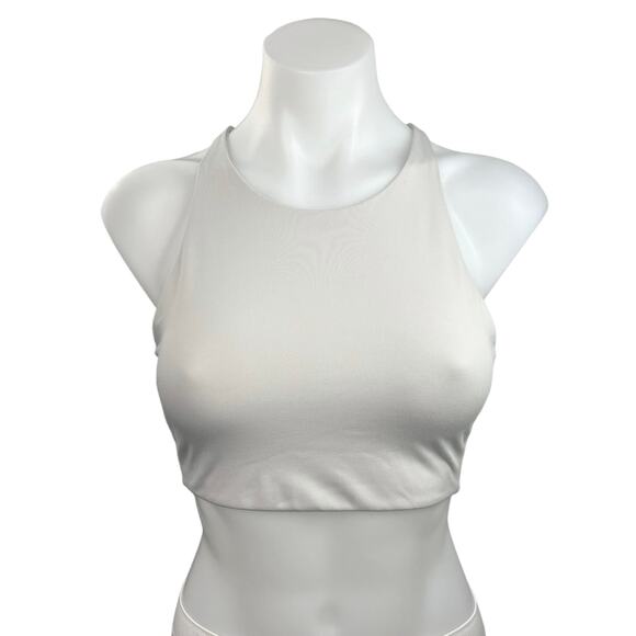 Girlfriend Collective White High Neck Cross Back Tank Athletic Sports Bra Sz XS - Picture 1 of 3